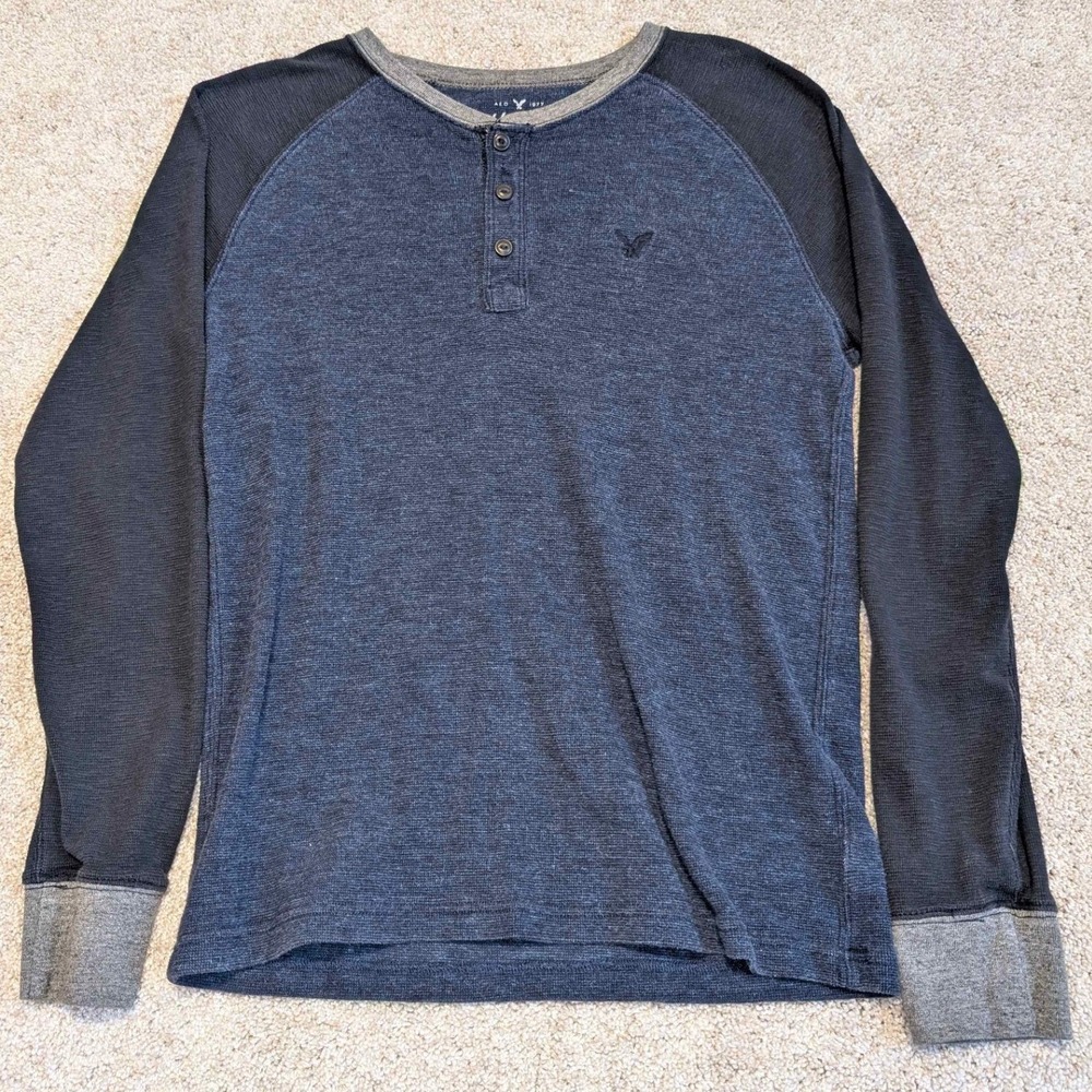 American Eagle Mens Heritage Classic Fit Thermal Henley Long Sleeve Shirt S